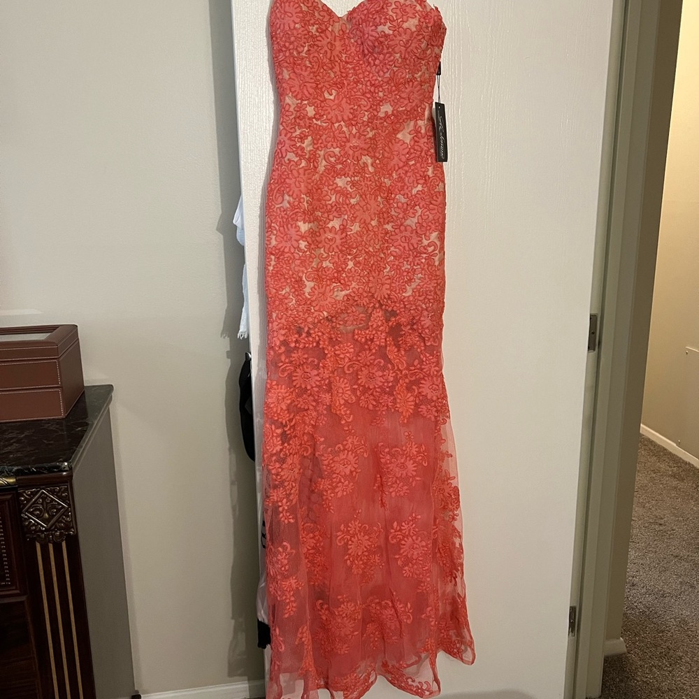 Coral and nude mermaid dress